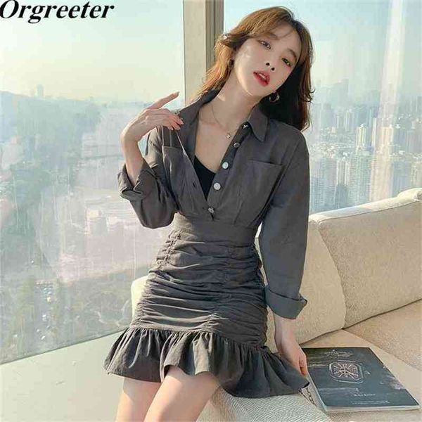 korean fashion loong-sleeved shirt dress spring tight-fitting folds bodycon mermaid female 210602, White
korean fashion loong-sleeved shirt dress spring tight-fitting folds bodycon mermaid female 210602, White