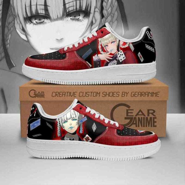diy anime shoes kirari momobami sneakers kakegurui casual running sport walking lightweight tennis, Black