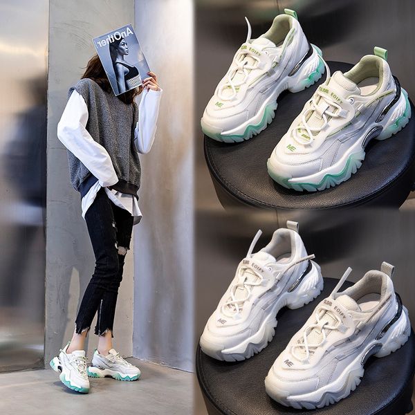 film bottom daddy shoes spring 2021 sports elevated casual women's running breathable leather, Black;white
film bottom daddy shoes spring 2021 sports elevated casual women's running breathable leather, Black;white
