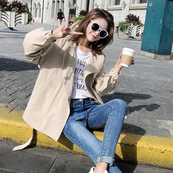 women's trench coats women solid short with belt female loose full sleeve wide-waist coat turn-down collar l6011052, Tan;black
women's trench coats women solid short with belt female loose full sleeve wide-waist coat turn-down collar l6011052, Tan;black