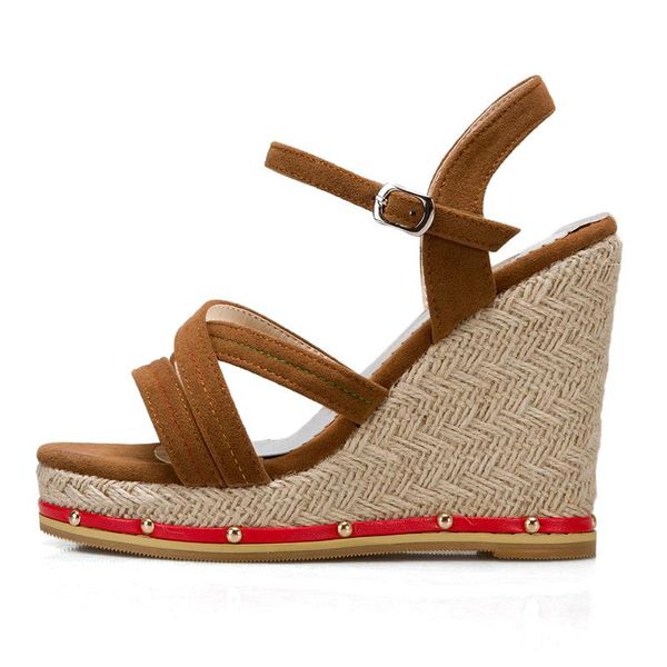 sandals summer women wedges fashion pure color brown buckle party shoes consice 34-48, Black
sandals summer women wedges fashion pure color brown buckle party shoes consice 34-48, Black