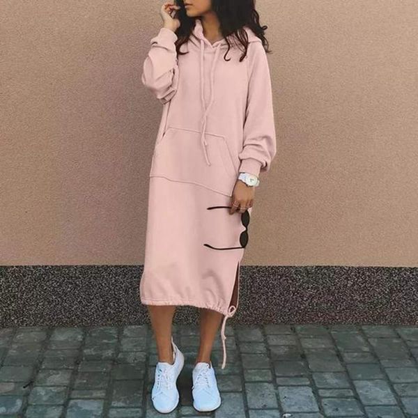 casual dresses women hoodie dress 2021 autumn winter solid long sleeve large pocket sweatshirt side split drawstring hooded vestidos, Black;gray
casual dresses women hoodie dress 2021 autumn winter solid long sleeve large pocket sweatshirt side split drawstring hooded vestidos, Black;gray