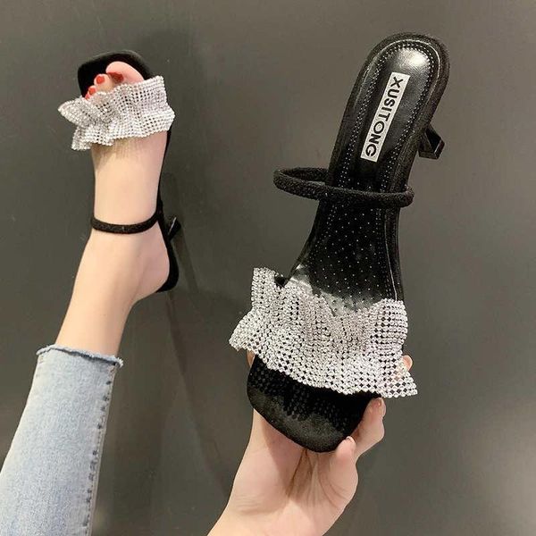 slippers rhinestone high heels pumps women's shoes summer fashion open toe sets of thin party, Black
slippers rhinestone high heels pumps women's shoes summer fashion open toe sets of thin party, Black