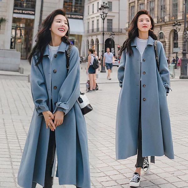 women's wool & blends winter warm thicken coat women elegant long oversized loose outwear jacket female korea fahion blue cltothing 202, Black
women's wool & blends winter warm thicken coat women elegant long oversized loose outwear jacket female korea fahion blue cltothing 202, Black