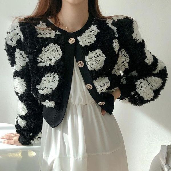 women's jackets spring french temperament round neck three-dimensional flowers single-breasted puff sleeve short jacket c622, Black;brown
women's jackets spring french temperament round neck three-dimensional flowers single-breasted puff sleeve short jacket c622, Black;brown