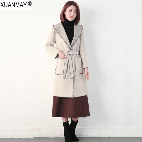 women's trench coats autumn long style woolen windbreaker 2021 korean version of the solid color elegant knit cardigan, Tan;black
women's trench coats autumn long style woolen windbreaker 2021 korean version of the solid color elegant knit cardigan, Tan;black