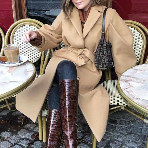 women's wool & blends arriving trench coat belted long warm khaki jackets fashion ladies oversize loose christmas outerwear 2021, Black
women's wool & blends arriving trench coat belted long warm khaki jackets fashion ladies oversize loose christmas outerwear 2021, Black