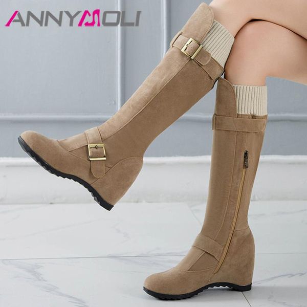 boots annymoli knee high woman round toe heel shoes zip height increasing long buckle lady footwear winter 43, Black
boots annymoli knee high woman round toe heel shoes zip height increasing long buckle lady footwear winter 43, Black