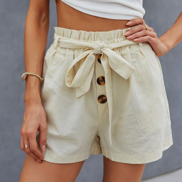 women's shorts 2021 summer loose bandage women casual button solid color beach short pants female holiday style, White;black
women's shorts 2021 summer loose bandage women casual button solid color beach short pants female holiday style, White;black