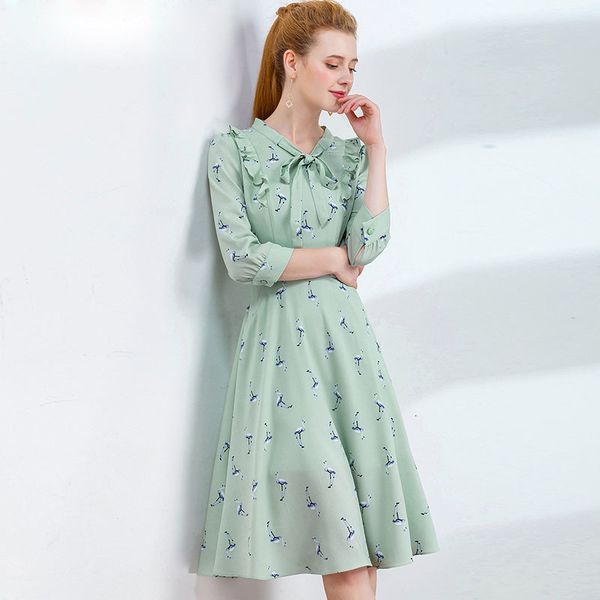 green chiffon bowknot neck pleated floral printed half sleeve elegant women vacation es summer eav3, Black
green chiffon bowknot neck pleated floral printed half sleeve elegant women vacation es summer eav3, Black