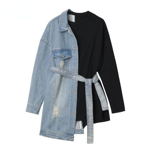 women's jackets hit color patchwork denim casual jacket for women lapel long sleeve lace up female fashion 2021 tide spring autumn, Black;brown
women's jackets hit color patchwork denim casual jacket for women lapel long sleeve lace up female fashion 2021 tide spring autumn, Black;brown