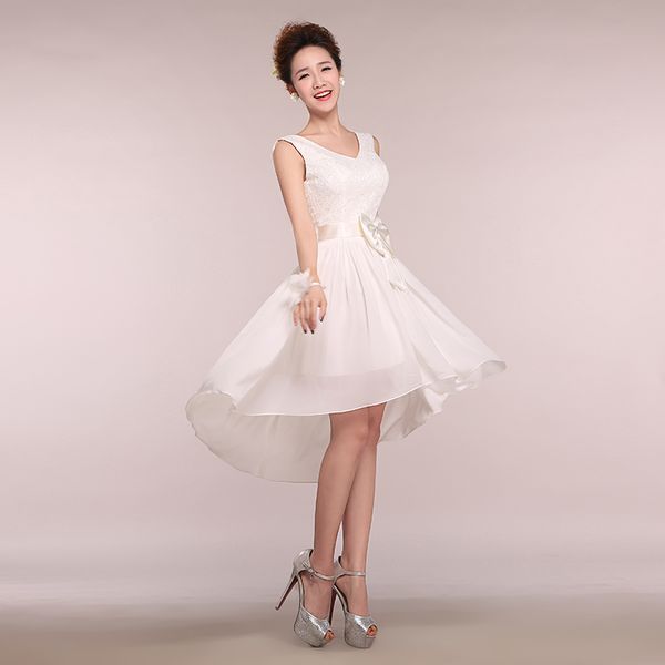 2017 new sleeveless lace-up white color ankle-length bride girls prom dresses, Black
2017 new sleeveless lace-up white color ankle-length bride girls prom dresses, Black