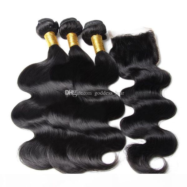 peruvian human hair body wave with lace closure 4pcs lot body wave 4x4 lace closure with hair extension color #1b ing, Black 
peruvian human hair body wave with lace closure 4pcs lot body wave 4x4 lace closure with hair extension color #1b ing, Black