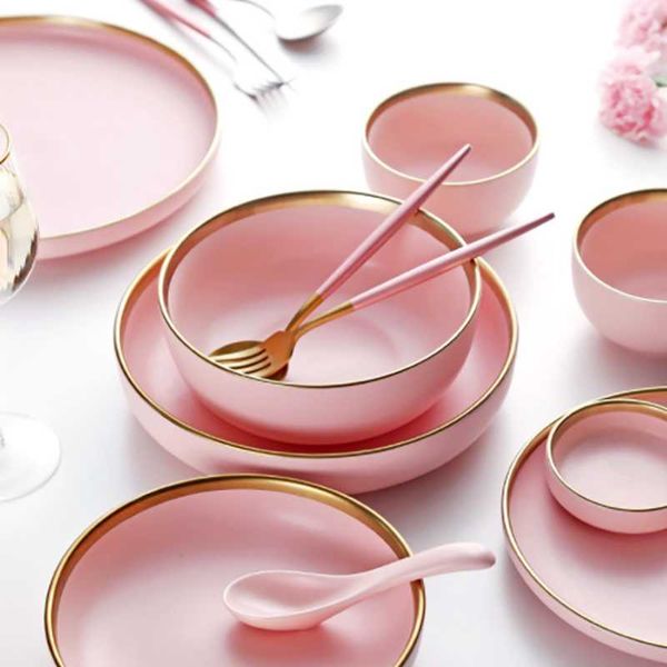 dishes & plates pink/blue ceramic gold inlay plate set steak nordic style complete tableware bowl dish porcelain dinnerware
dishes & plates pink/blue ceramic gold inlay plate set steak nordic style complete tableware bowl dish porcelain dinnerware