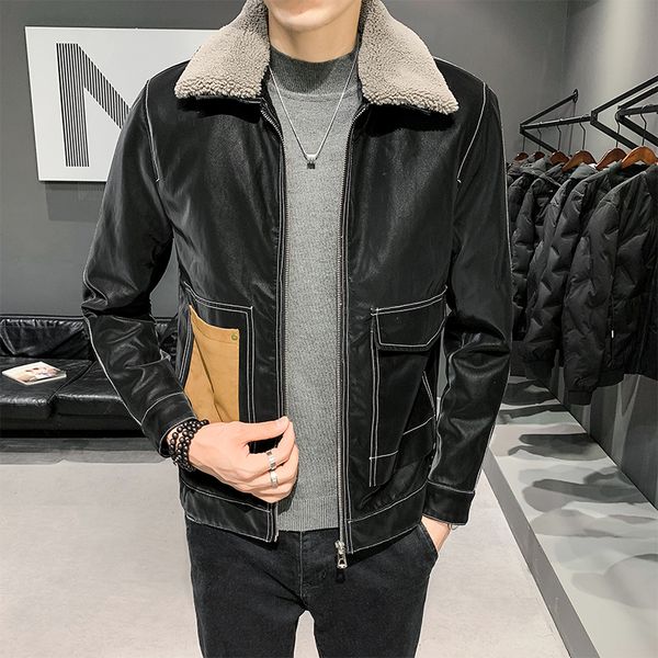 new leather 2021 winter turn down collar fur wool from false thick coats outwear streetwear men's clothing jacket xdi9, Black
new leather 2021 winter turn down collar fur wool from false thick coats outwear streetwear men's clothing jacket xdi9, Black