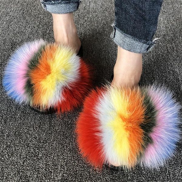 slippers women's real fur luxury fluffy plush big size shoes female beach casual flip flops girl's home soft flat slides, Black 
slippers women's real fur luxury fluffy plush big size shoes female beach casual flip flops girl's home soft flat slides, Black