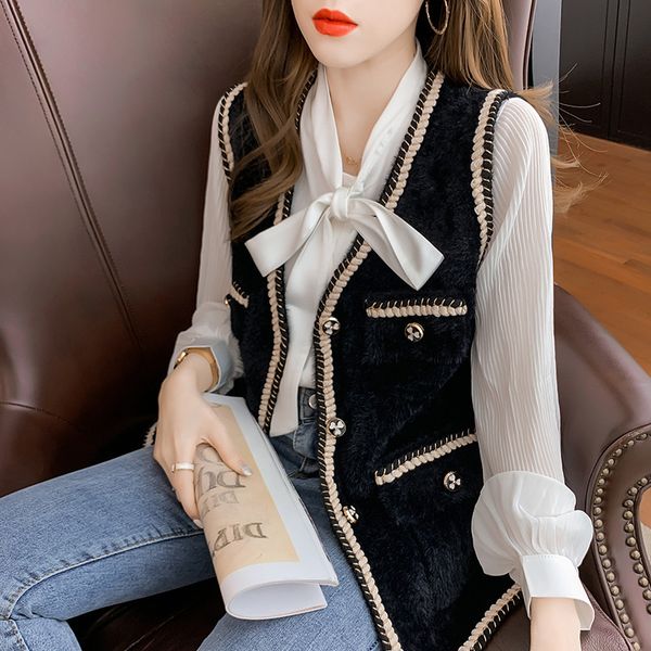 xiaoxiangfeng coat wear korean imitation mink knitted vt autumn and winter 2021 for women, Black;white
xiaoxiangfeng coat wear korean imitation mink knitted vt autumn and winter 2021 for women, Black;white