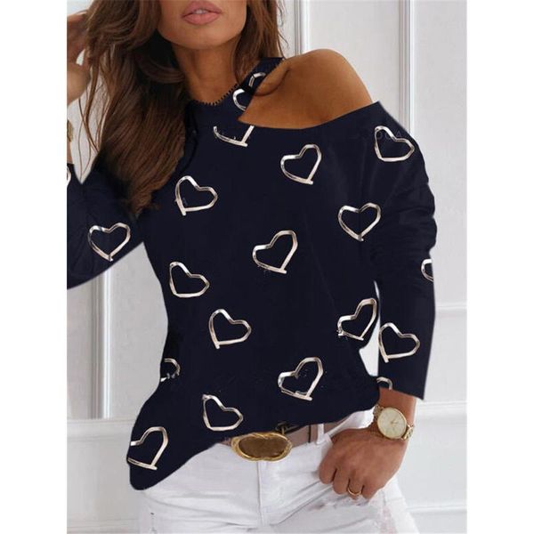 women's t-shirt heart print halter t shirt full sleeve off shoulder tee o-neck women streetwear pullovers fashion spring clothes lady, White
women's t-shirt heart print halter t shirt full sleeve off shoulder tee o-neck women streetwear pullovers fashion spring clothes lady, White