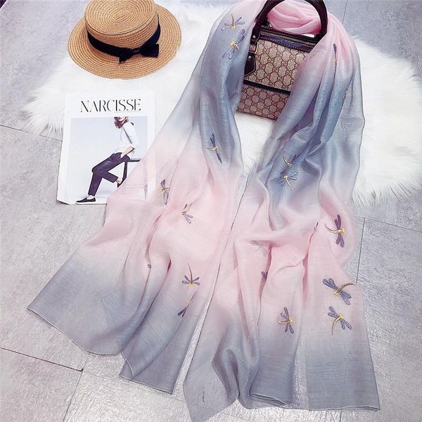 scarves fashion women silk scarf spring dragonfly embroidered gradient casual beach cover-ups long wrap, Blue;gray
scarves fashion women silk scarf spring dragonfly embroidered gradient casual beach cover-ups long wrap, Blue;gray