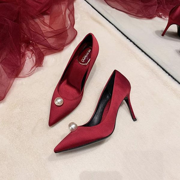 dress shoes bridesmaid women's pearl stilettos shallow pointed single red wedding support agency cooperation, Black
dress shoes bridesmaid women's pearl stilettos shallow pointed single red wedding support agency cooperation, Black
