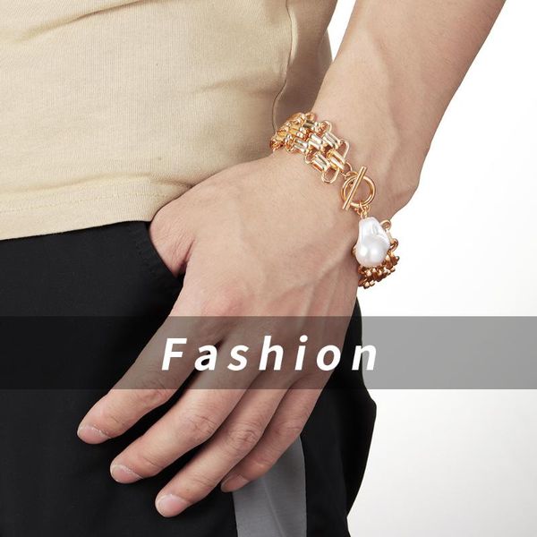 link, chain gothic boho vintage imitation pearl bracelet for women men hip hop heavy metal chunky lock bracelets hand jewelry, Black
link, chain gothic boho vintage imitation pearl bracelet for women men hip hop heavy metal chunky lock bracelets hand jewelry, Black