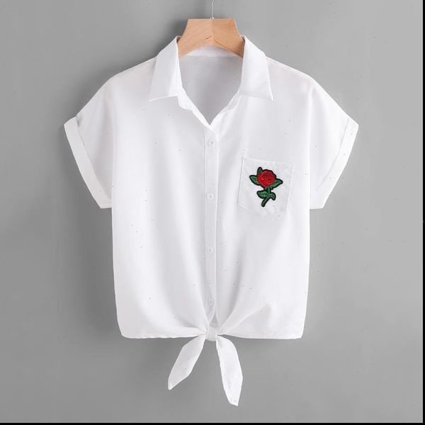 new women blouse ladies rose flower print white blouses short sleeve button shirt drop shipping good quality
new women blouse ladies rose flower print white blouses short sleeve button shirt drop shipping good quality