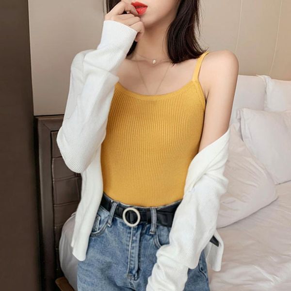 women's tanks & camis korean fashion women sext halter summer woman knitted camisole plus size sleeveless stretch tees, White
women's tanks & camis korean fashion women sext halter summer woman knitted camisole plus size sleeveless stretch tees, White