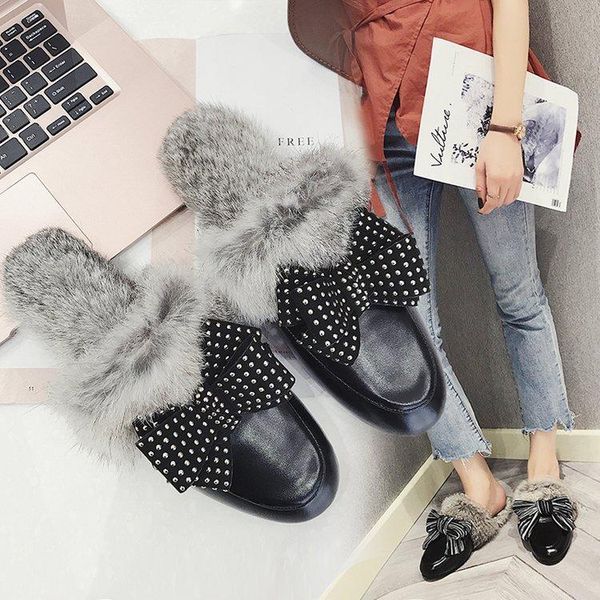 slippers solid outside casual flat with fluffy fur women closed toe concise sweet ladies slides low butterfly-knot winter shoes, Black
slippers solid outside casual flat with fluffy fur women closed toe concise sweet ladies slides low butterfly-knot winter shoes, Black