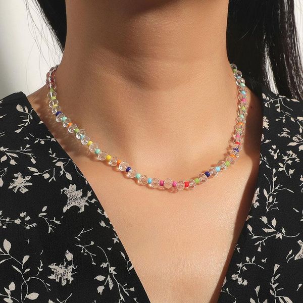 chains boho bohemian female transparent crystal multicolor glass beads separate handmade beaded chain necklaces for women jewelry gifts, Silver
chains boho bohemian female transparent crystal multicolor glass beads separate handmade beaded chain necklaces for women jewelry gifts, Silver
