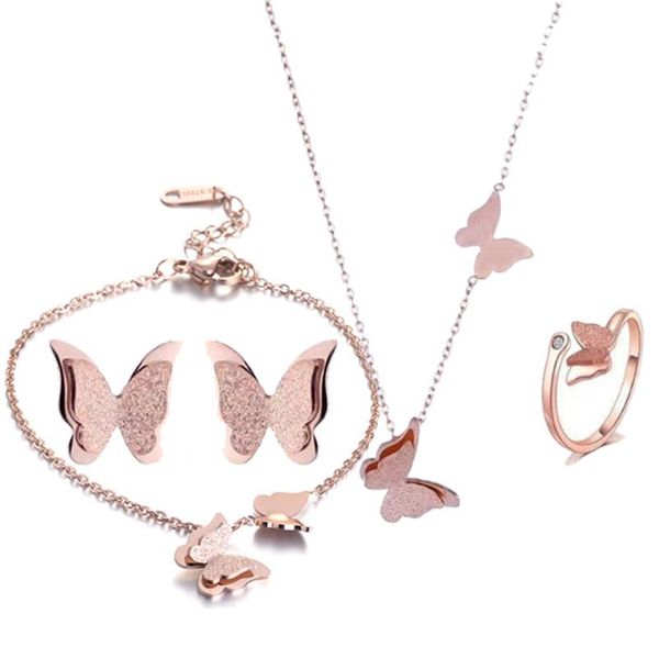 earrings & necklace 316l stainless steel frosted butterfly titanium bracelet jewelry set wedding, Silver
earrings & necklace 316l stainless steel frosted butterfly titanium bracelet jewelry set wedding, Silver