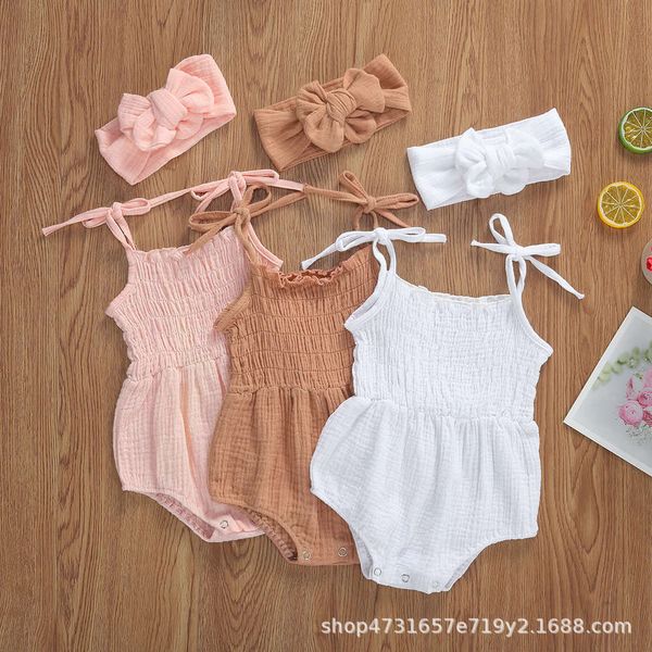 boys and girls suits little girl's summer suspender solid one-piece harlottie headband 2-piece children's wear, White
boys and girls suits little girl's summer suspender solid one-piece harlottie headband 2-piece children's wear, White