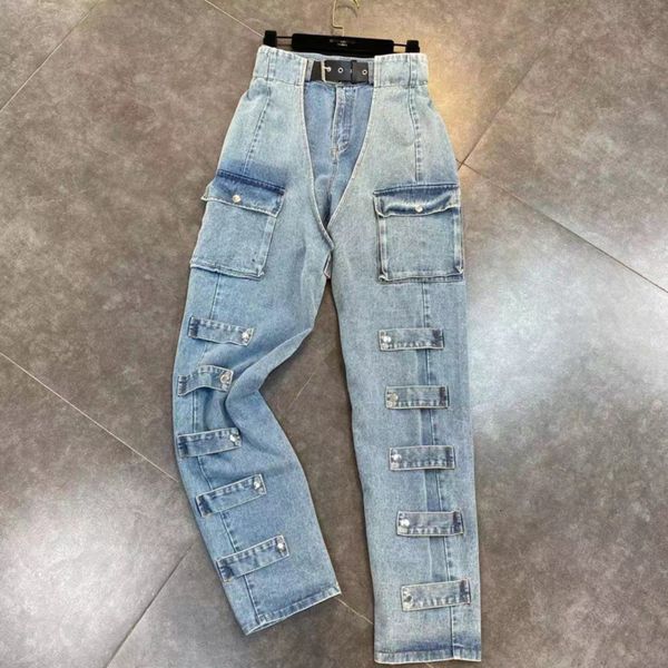 2021 New Spring Arrival High-waist Pockets Bandage Blue Light Denim Cargo Pants with Women's Belt Ypb9
2021 New Spring Arrival High-waist Pockets Bandage Blue Light Denim Cargo Pants with Women's Belt Ypb9