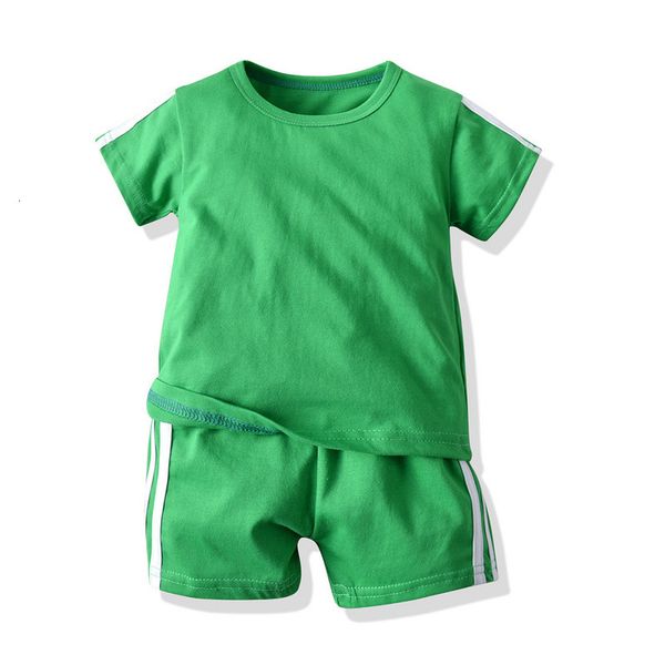 summer children's short sleeve t-shirt pants shorts sports suit 2-piece baby, Blue