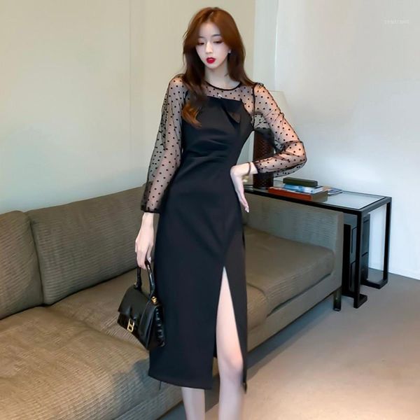 spring autumn polka dot mesh slim dresses women long sleeve bodycon split dress black party vestidos robe femme casual, Black;gray
spring autumn polka dot mesh slim dresses women long sleeve bodycon split dress black party vestidos robe femme casual, Black;gray