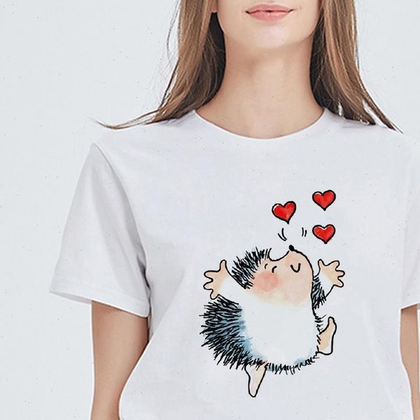 spring summer pretty t shirt fashion vintage kawaii tshirt loose tee shirt streetwear hedgehog female drop shipping, White 
spring summer pretty t shirt fashion vintage kawaii tshirt loose tee shirt streetwear hedgehog female drop shipping, White