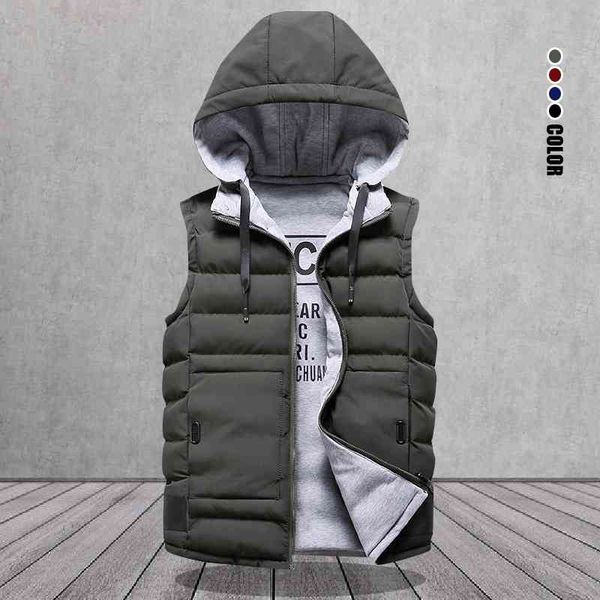 men's vest hooded winter down vest casual solid men's sleeveless jacket thick warm waistcoat overcoat hat detachable s-4xl 210603, Black;white
men's vest hooded winter down vest casual solid men's sleeveless jacket thick warm waistcoat overcoat hat detachable s-4xl 210603, Black;white