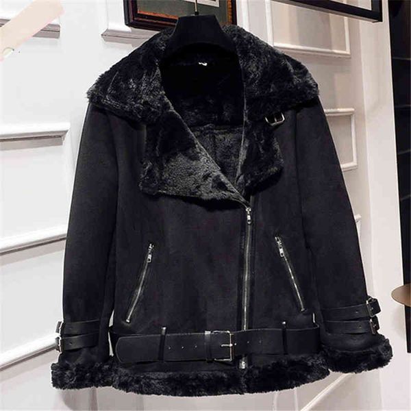 women's leather & faux jaqueta de pele feminina aelegantmica, casaco couro camurça com cinto manga comprida, grosso lã corvino, preto b, Black
women's leather & faux jaqueta de pele feminina aelegantmica, casaco couro camurça com cinto manga comprida, grosso lã corvino, preto b, Black