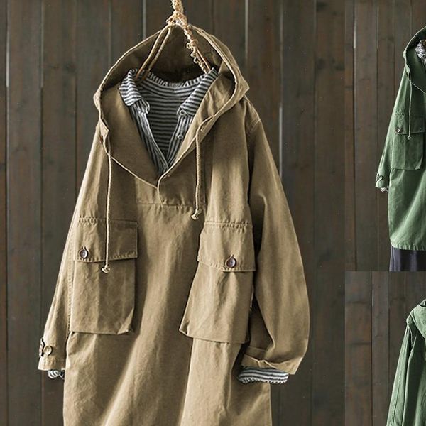 trench coat women clothes casual solid hooded long sleeve windbreaker loose button long coat ropa mujer, Tan;black
trench coat women clothes casual solid hooded long sleeve windbreaker loose button long coat ropa mujer, Tan;black