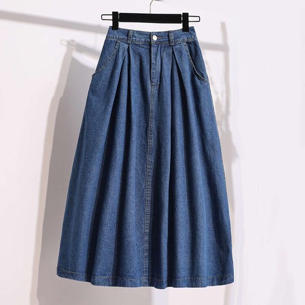 large dress women's summer 2021 new fashion denim medium length fat sister high waist a-line skirt, Blue
large dress women's summer 2021 new fashion denim medium length fat sister high waist a-line skirt, Blue