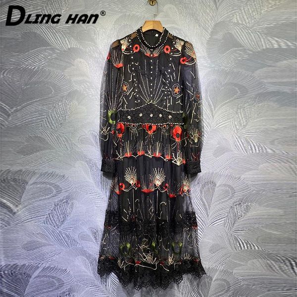 casual dresses dlinghan fashion mesh embroidery spring dress women's beading stand collar crystal diamonds vintage black party, Black;gray
casual dresses dlinghan fashion mesh embroidery spring dress women's beading stand collar crystal diamonds vintage black party, Black;gray