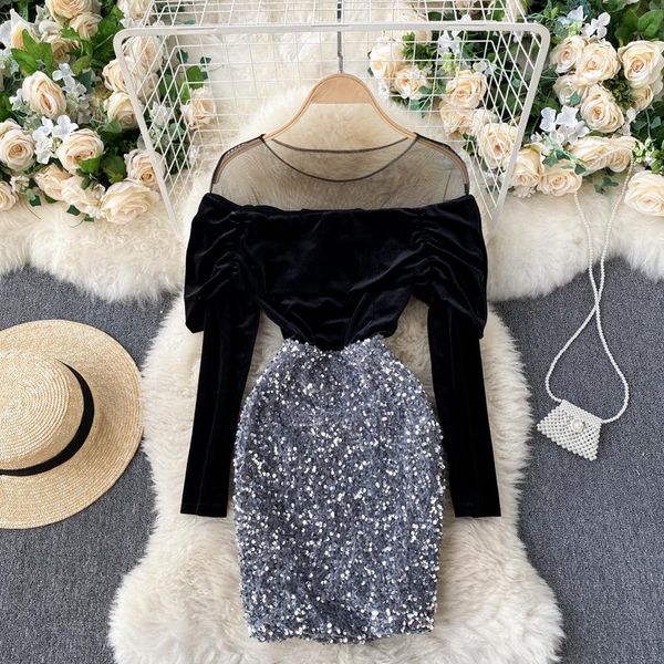 casual dresses women fashion sequin buttock spring package hip dress round neck long sleeve clothes vestidos de mujer q733, Black;gray
casual dresses women fashion sequin buttock spring package hip dress round neck long sleeve clothes vestidos de mujer q733, Black;gray