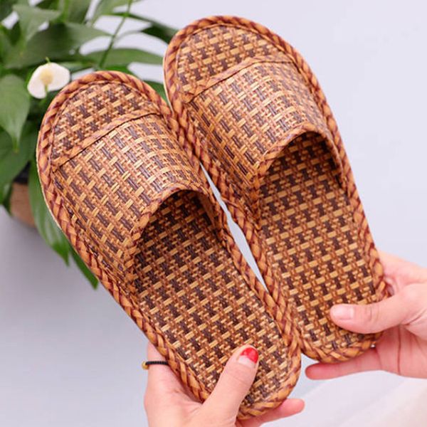 four seasons rattan male slippers non-slip bamboo woven couple models home soft slippers indoor wooden floor women slippers, Black
four seasons rattan male slippers non-slip bamboo woven couple models home soft slippers indoor wooden floor women slippers, Black