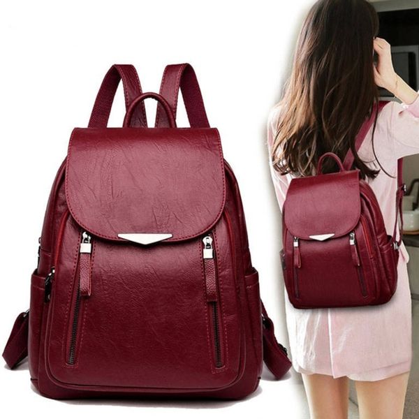 casual backpack female brand leather women's backpack large capacity school bag for girls double zipper leisure shoulder bags 210303
casual backpack female brand leather women's backpack large capacity school bag for girls double zipper leisure shoulder bags 210303
