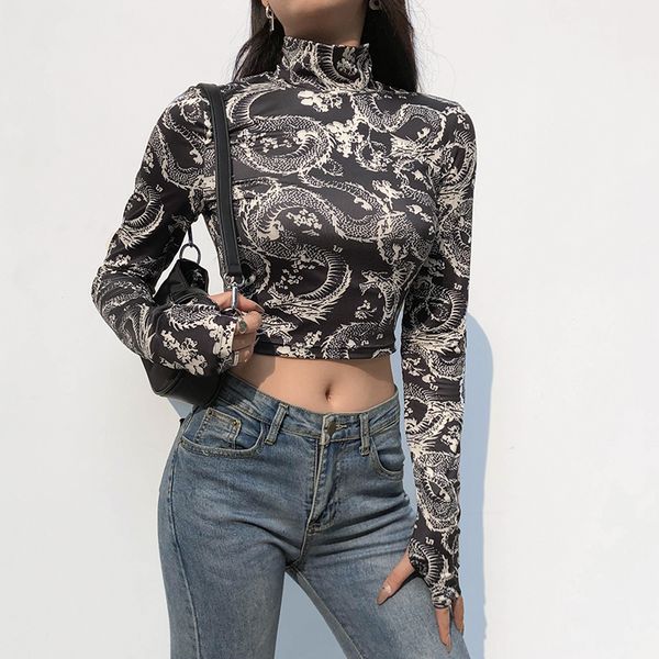 dragon print womens t-shirt goth aesthetic turtleneck female long sleeve shirt autumn streetwear skinny crop, White
dragon print womens t-shirt goth aesthetic turtleneck female long sleeve shirt autumn streetwear skinny crop, White