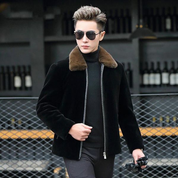men's leather & faux winter warm duck down coat 2021 lamb fur jacket real coats natural mink collar veste homme 1815 yy325, Black
men's leather & faux winter warm duck down coat 2021 lamb fur jacket real coats natural mink collar veste homme 1815 yy325, Black
