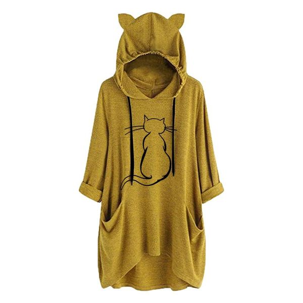 plus size t-shirt 2021 autumn hoodie women elegant flowers cat print loose long hooded pockets ear pullove sweatshirt, Black
plus size t-shirt 2021 autumn hoodie women elegant flowers cat print loose long hooded pockets ear pullove sweatshirt, Black