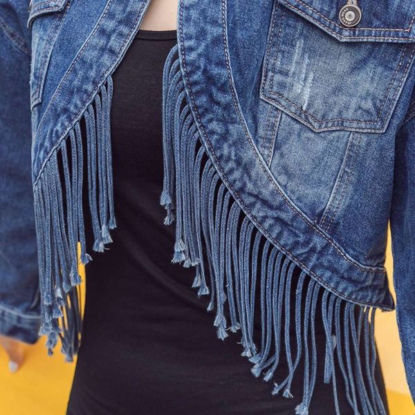 cool korean tassel denim jacket women's 2020 ins loose winter short splicing large versatile fashion bf style, Black;brown
cool korean tassel denim jacket women's 2020 ins loose winter short splicing large versatile fashion bf style, Black;brown