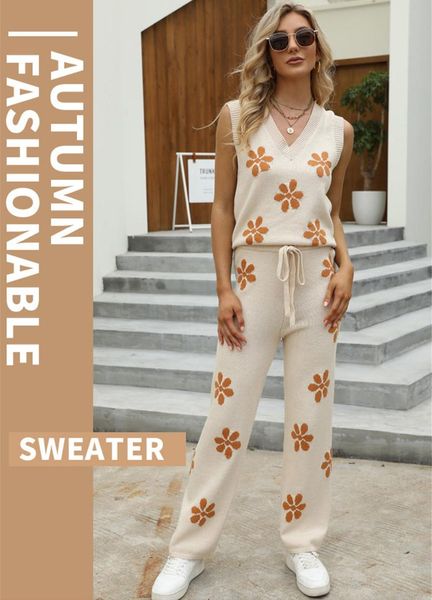 women's two piece pants flowers knitted 2 sets summer beige v-neck sleeveless vest long female casual fashion clothes coat slim, White
women's two piece pants flowers knitted 2 sets summer beige v-neck sleeveless vest long female casual fashion clothes coat slim, White