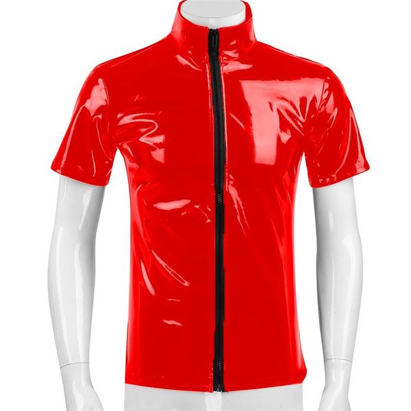 men's t-shirts plus size s-7xl shiny pvc t shirt metallic hipster leather tshirt stand collar short sleeves front zip t-shirt to, White;black
men's t-shirts plus size s-7xl shiny pvc t shirt metallic hipster leather tshirt stand collar short sleeves front zip t-shirt to, White;black