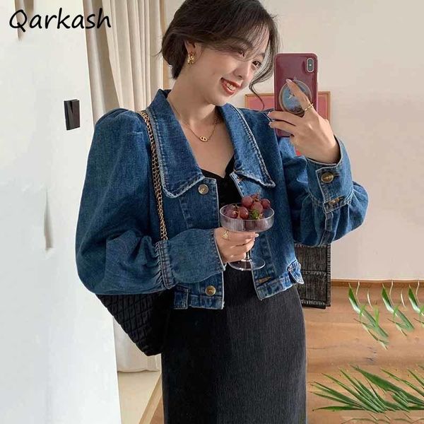 women's jackets cropped women denim elegant puff sleeve retro temperament feminine design trendy street outwear spring ins, Black;brown
women's jackets cropped women denim elegant puff sleeve retro temperament feminine design trendy street outwear spring ins, Black;brown